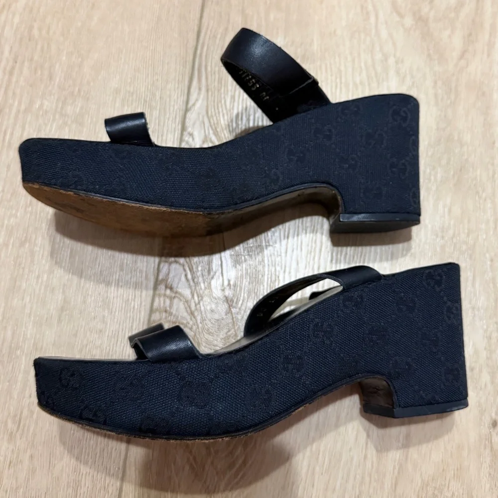 Gucci Black & Navy GG Sandals